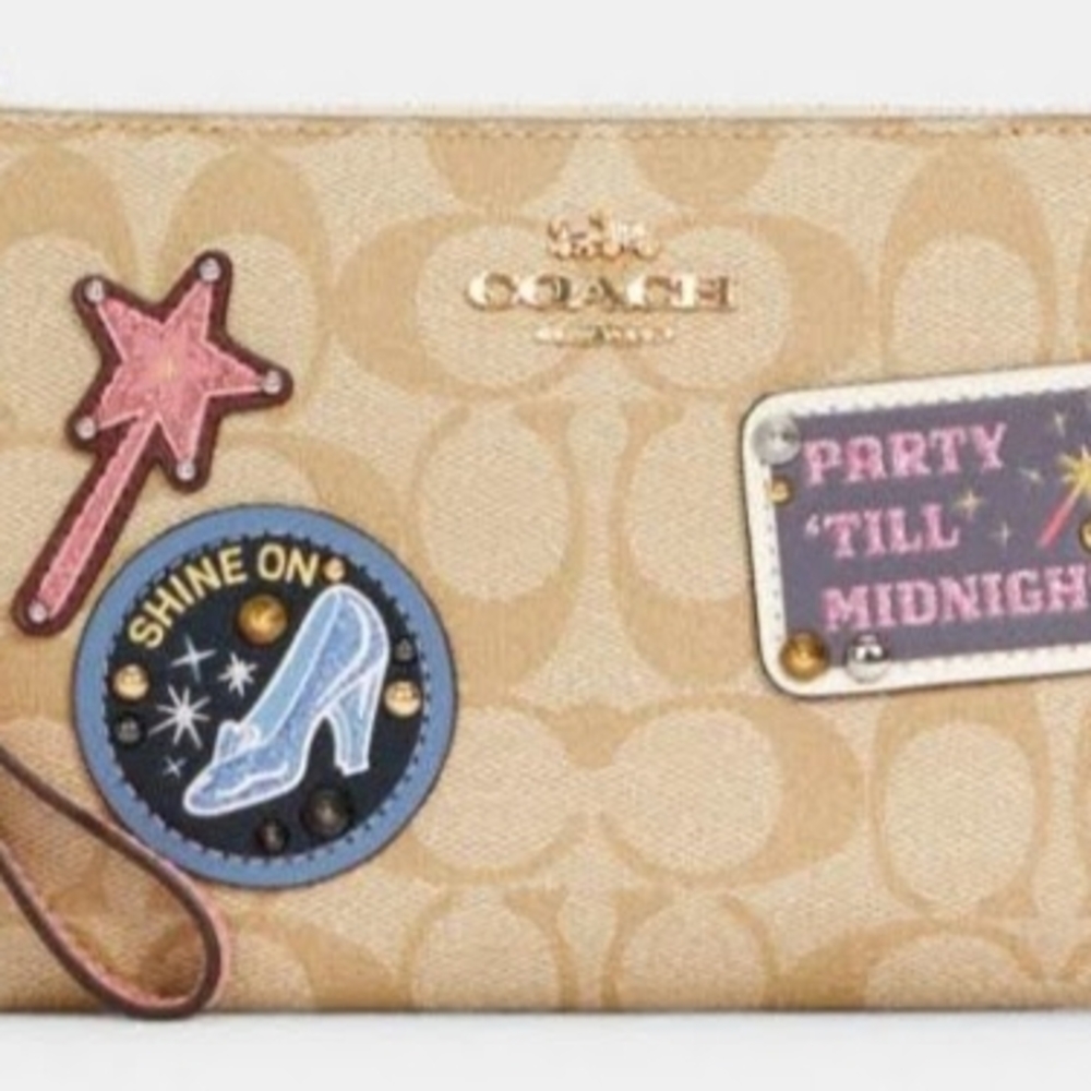 Coach Tan Wallet with Fun Patches